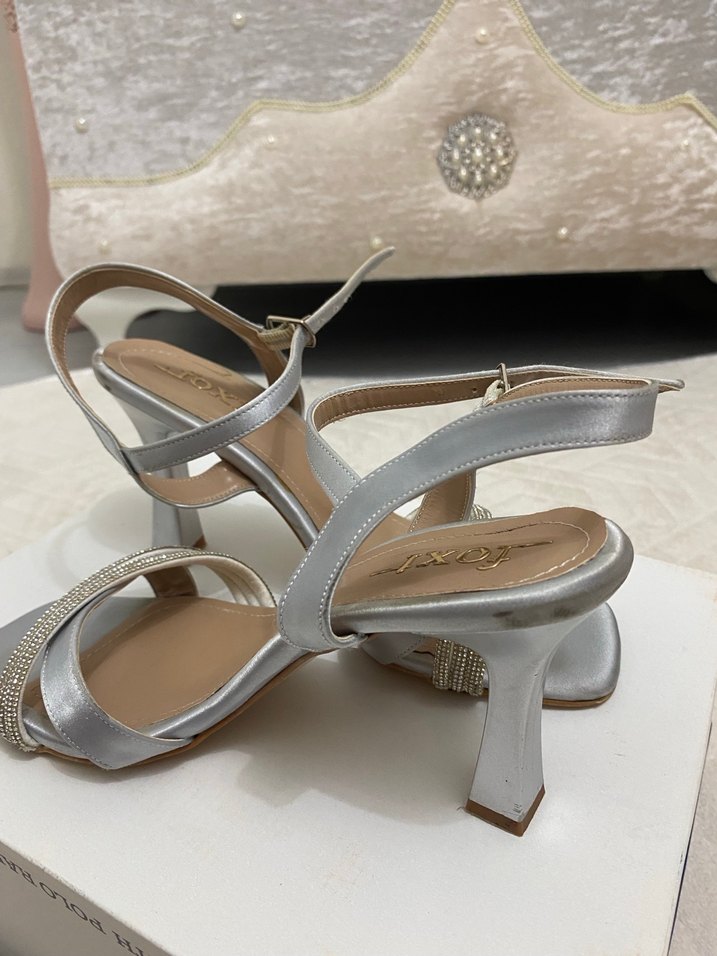 Gri  Blok Topuklu Kadın Ayakkabı - Görsel 5