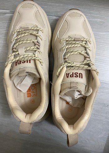 Bej Kadın/Erkek Dolgu Topuklu Spor Ayakkabı - Görsel 4