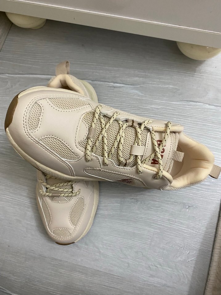 Bej Kadın/Erkek Dolgu Topuklu Spor Ayakkabı - Görsel 3