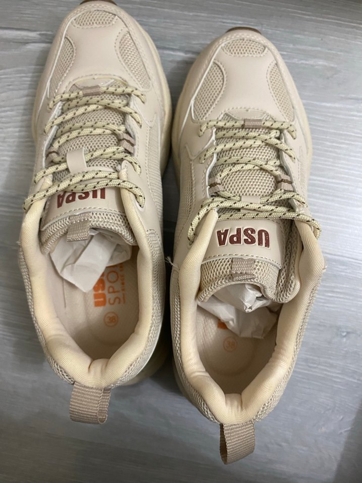 Bej Kadın/Erkek Dolgu Topuklu Spor Ayakkabı - Görsel 4