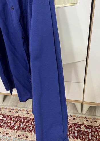 Kadın Mavi Uzun Kollu Salaş Gömlek - Görsel 3