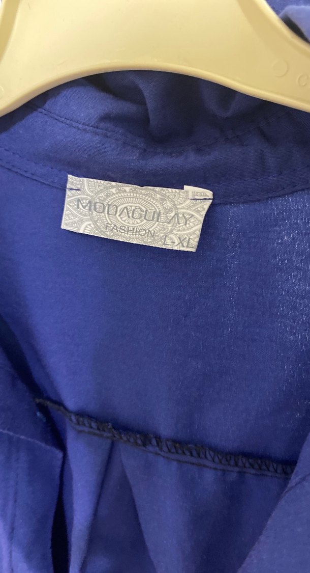 Kadın Mavi Uzun Kollu Salaş Gömlek - Görsel 4