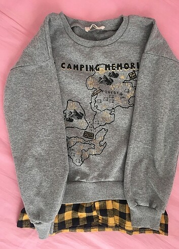 11-12 Yaş Beden gri Renk Kız Çocuk Sweatshirt 