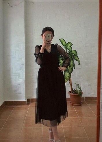 l Beden siyah Renk MiDi Elbise