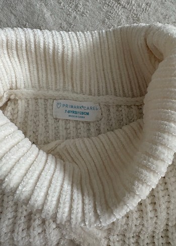 Beyaz Örgü Boğazlı Kız Kazak - Görsel 3