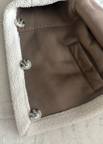 Kürklü Kahverengi Süet Çocuk Kaban - Görsel 3