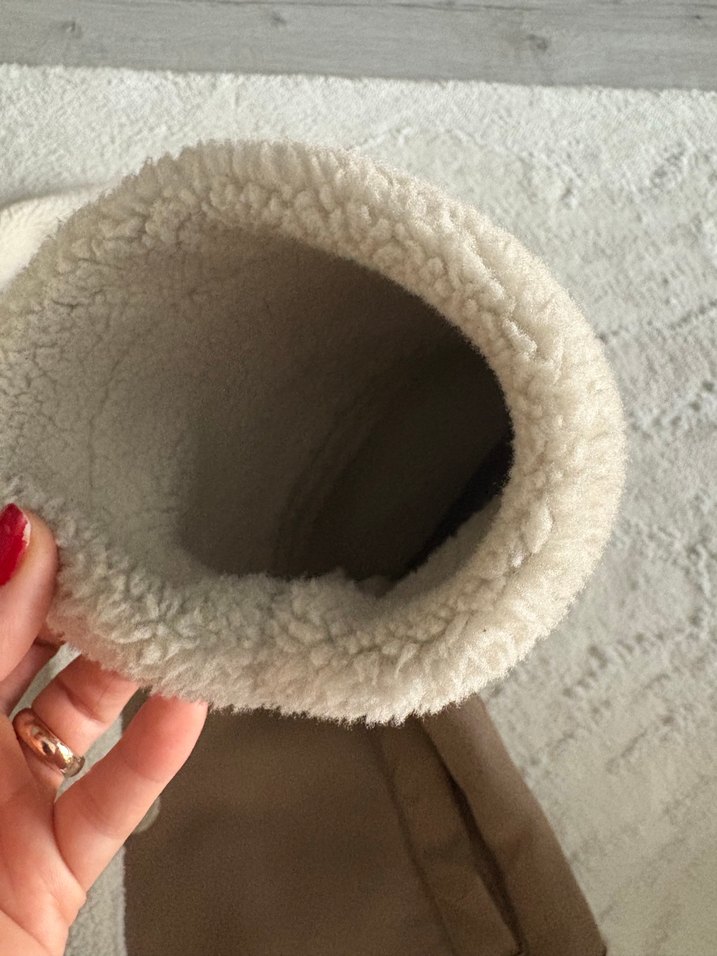 Kürklü Kahverengi Süet Çocuk Kaban - Görsel 5