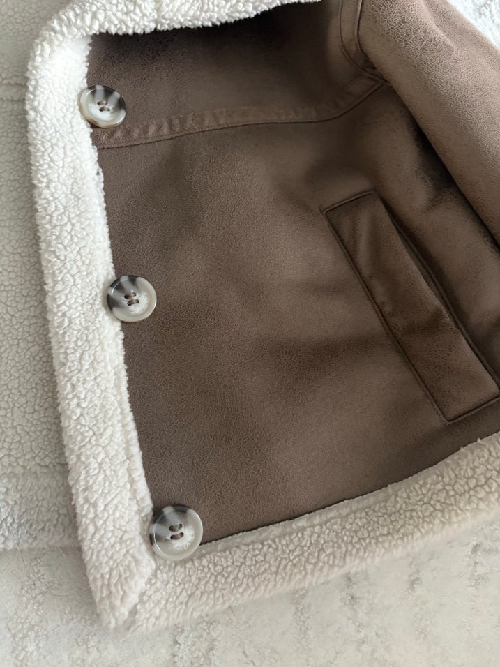 Kürklü Kahverengi Süet Çocuk Kaban - Görsel 3