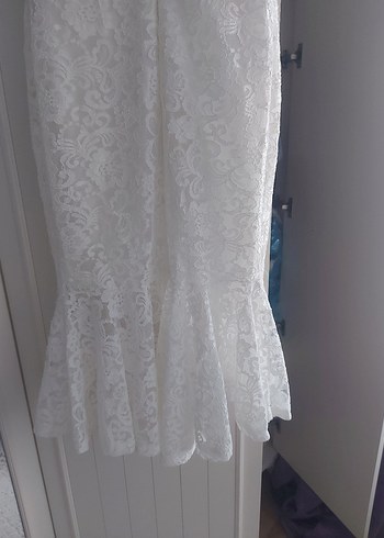 Klasik Beyaz Dantel Balık nikah elbisesi - Görsel 3