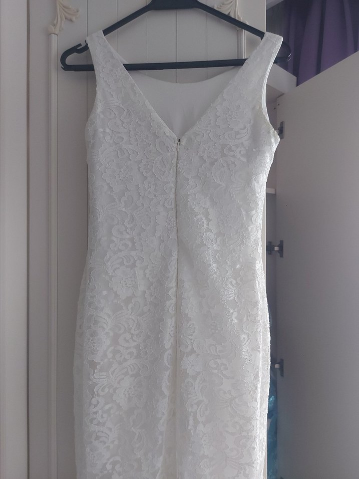 Klasik Beyaz Dantel Balık nikah elbisesi - Görsel 2