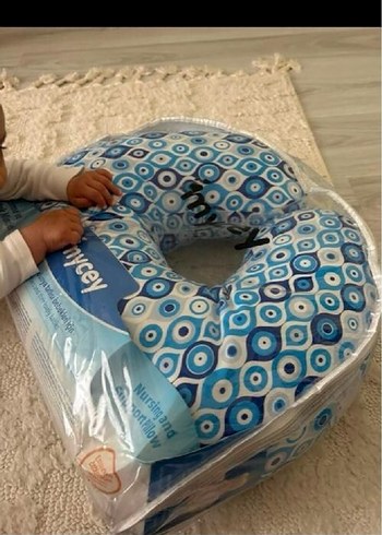 Renkli Desenli Mavi Emzirme ve Destek Yastığı - Görsel 3