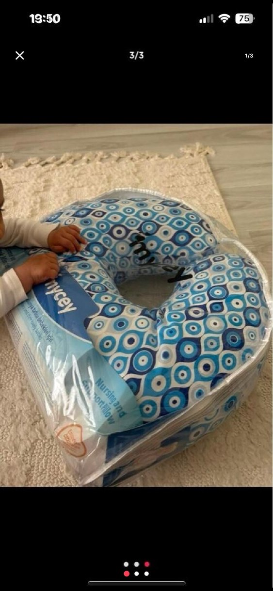 Renkli Desenli Mavi Emzirme ve Destek Yastığı - Görsel 3