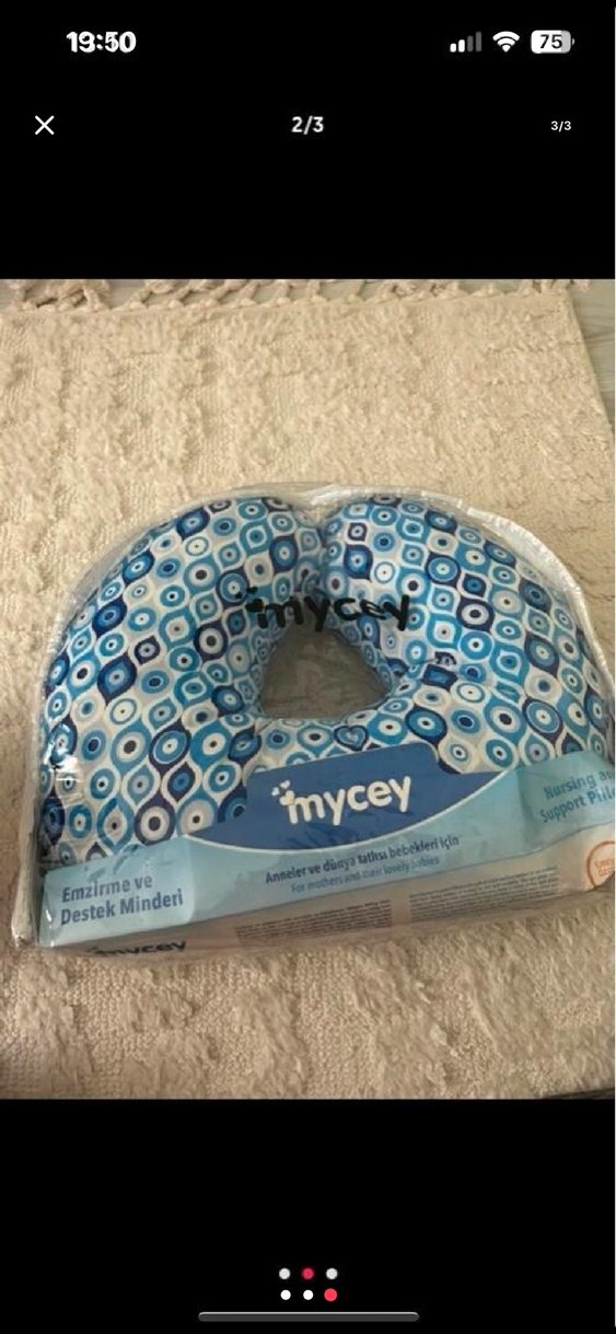 Renkli Desenli Mavi Emzirme ve Destek Yastığı - Görsel 2