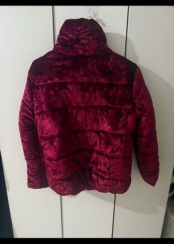 38 Beden bordo Renk Bordo Kadın Midi Kışlık Fermuarlı Ceket