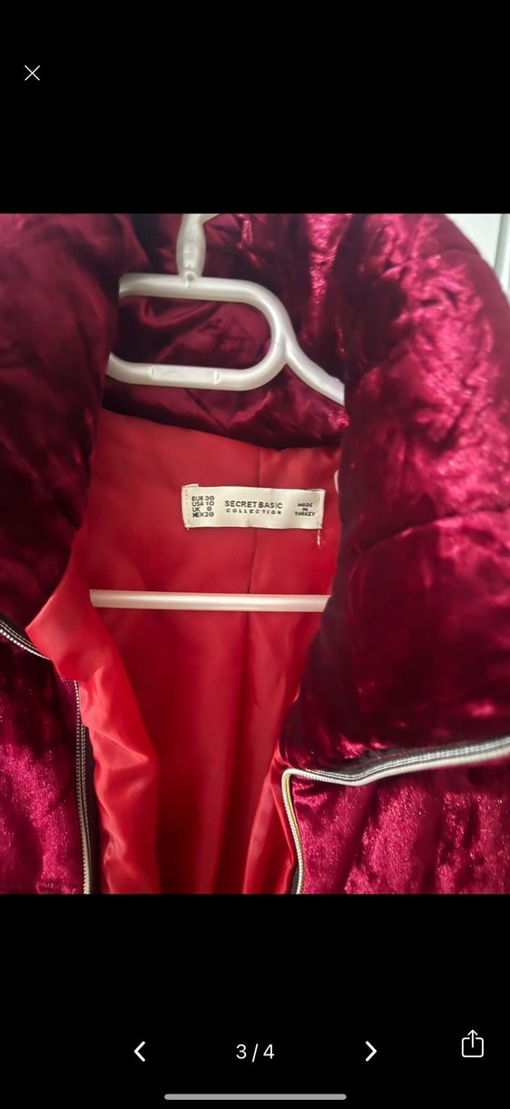 Bordo Kadın Midi Kışlık Fermuarlı Ceket - Görsel 2