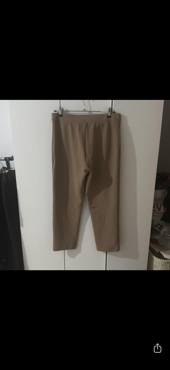 Bej Midi Kumaş Kadın Pantolon - Görsel 3