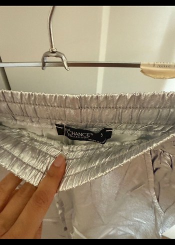 Gri Metalik Kadın Salaş Pantolon - Görsel 3