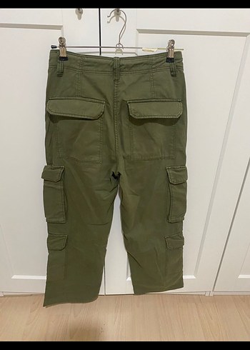 Kemerli Haki Kamuflaj Kadın Kumaş Pantolon - Görsel 3