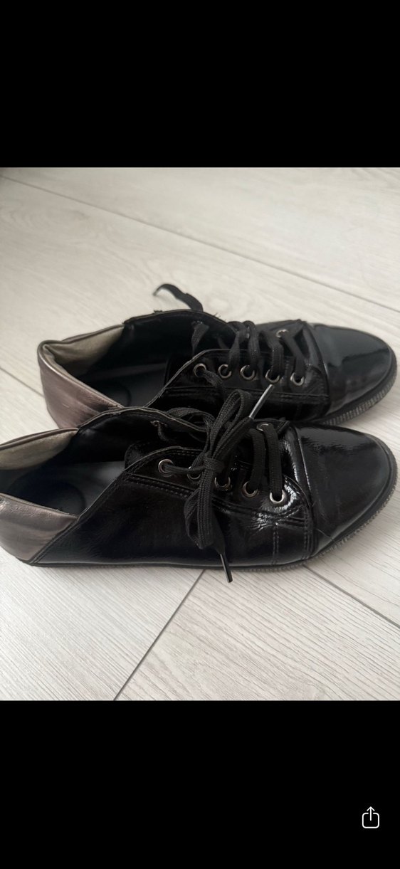 Siyah Bağcıklı Stiletto Topuklu Kadın Spor Ayakkabı - Görsel 3