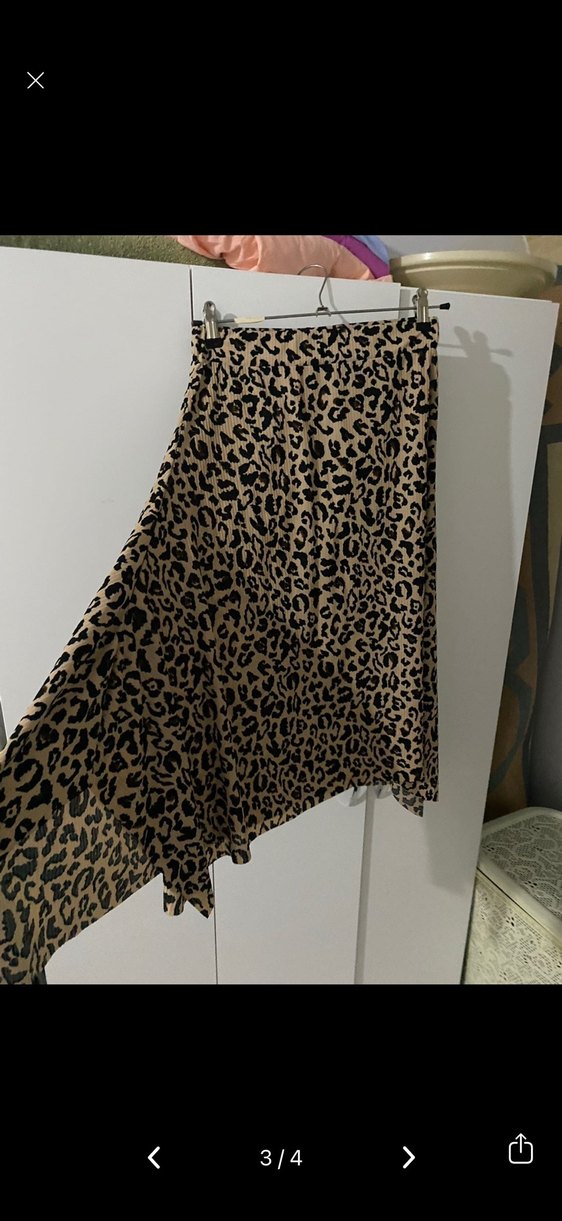 Kahverengi Leopar Desenli Midi Triko Etek - Görsel 3