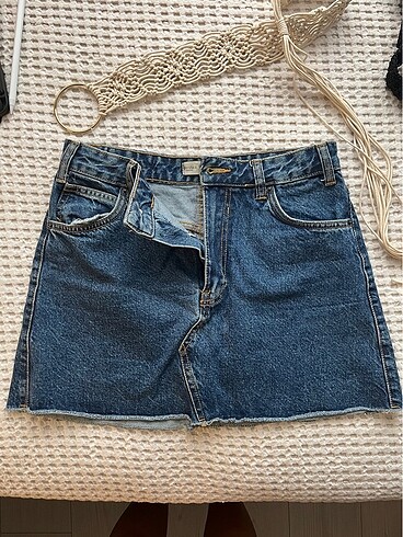 bershka vintage denim kot etek