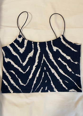 İnce Askılı Zebra Desenli Lacivert Mini Atlet - Görsel 2