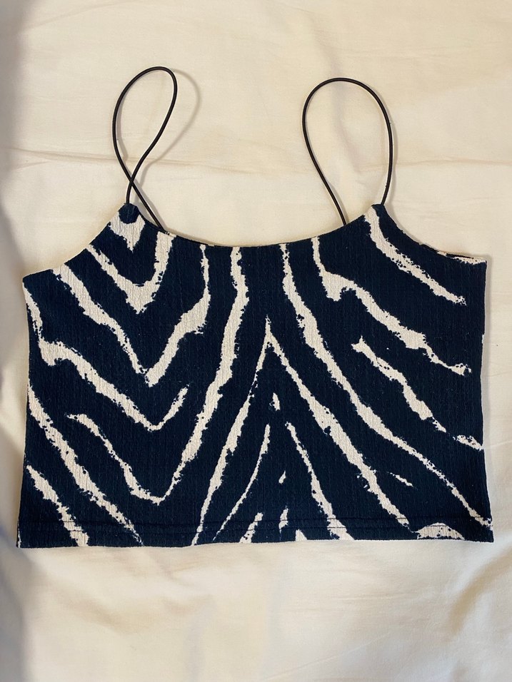 İnce Askılı Zebra Desenli Lacivert Mini Atlet - Görsel 2