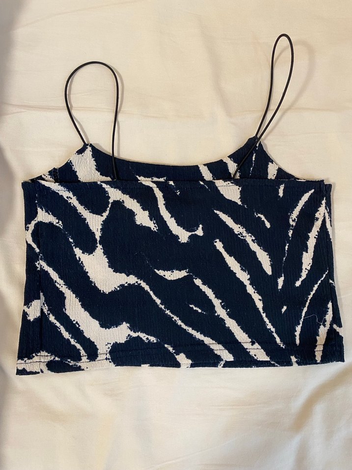 İnce Askılı Zebra Desenli Lacivert Mini Atlet - Görsel 4