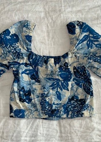 Mavi Ve Beyaz Kare Yakalı Kısa Üst - Görsel 2