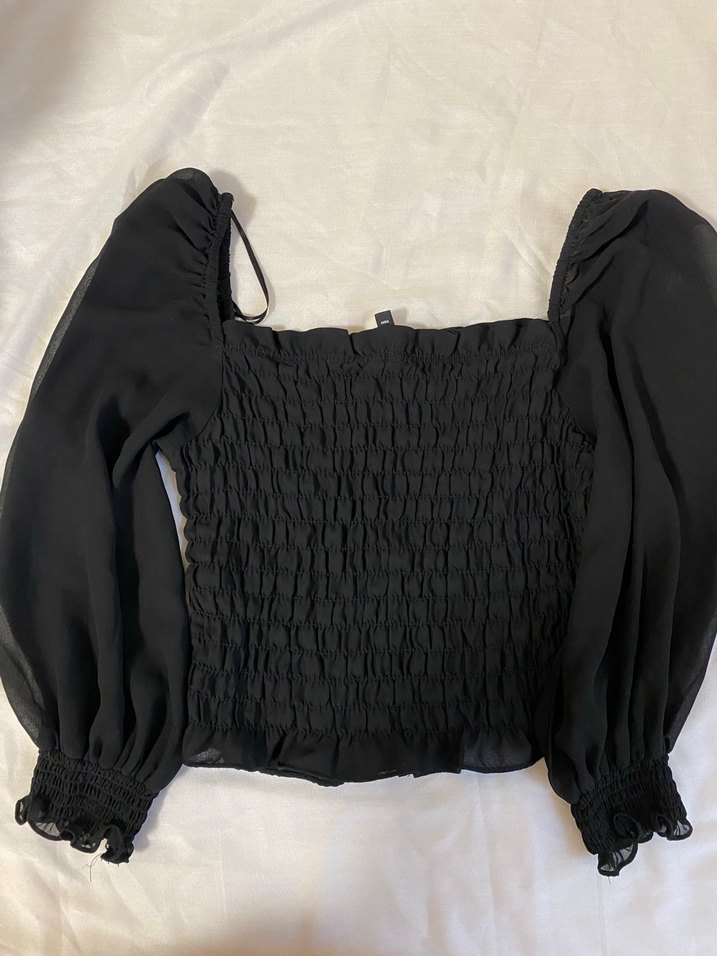 Siyah Gotik Uzun Kollu Kadın Bluz - Görsel 4