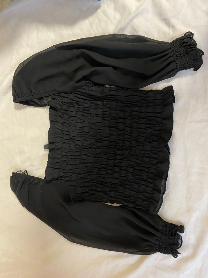 Siyah Gotik Uzun Kollu Kadın Bluz - Görsel 3