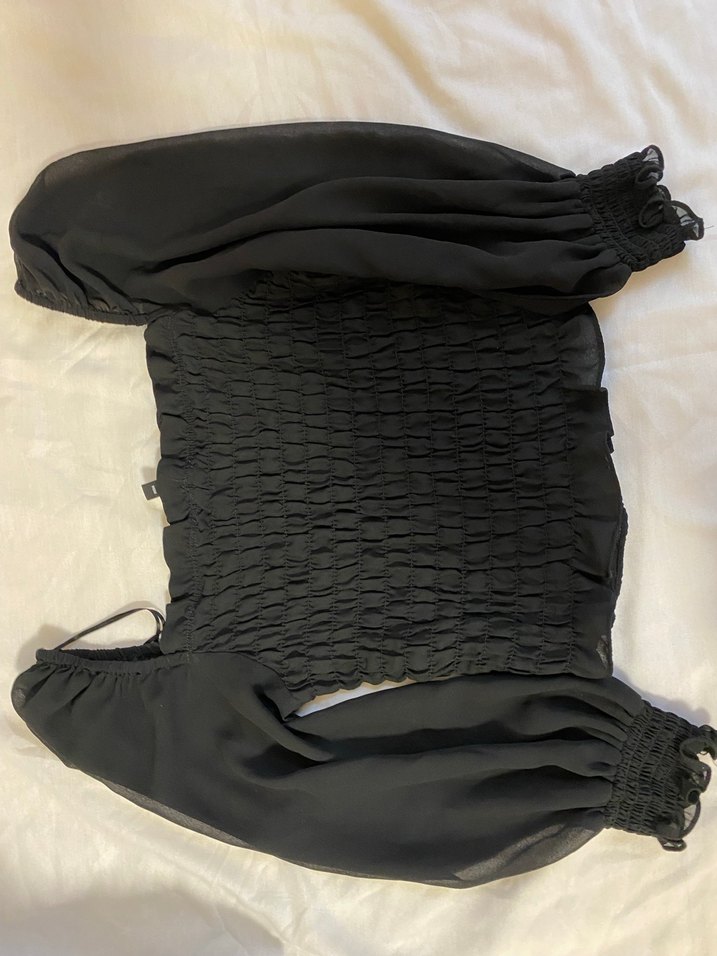 Siyah Gotik Uzun Kollu Kadın Bluz - Görsel 5