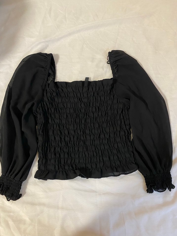 Siyah Gotik Uzun Kollu Kadın Bluz - Görsel 2