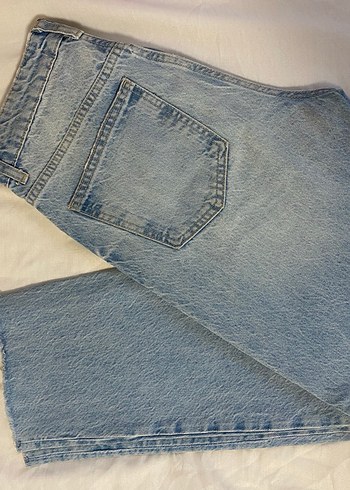 Düğmeli Mavi Kadın Denim Pantolon - Görsel 4