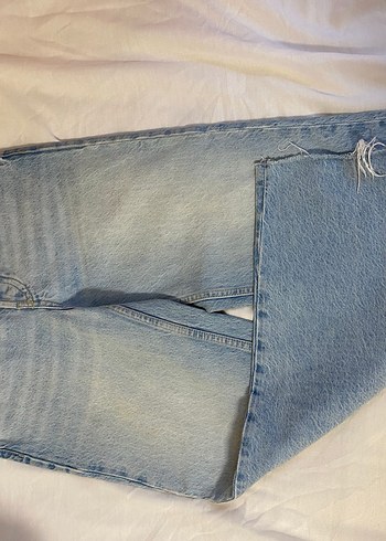 Düğmeli Mavi Kadın Denim Pantolon - Görsel 3