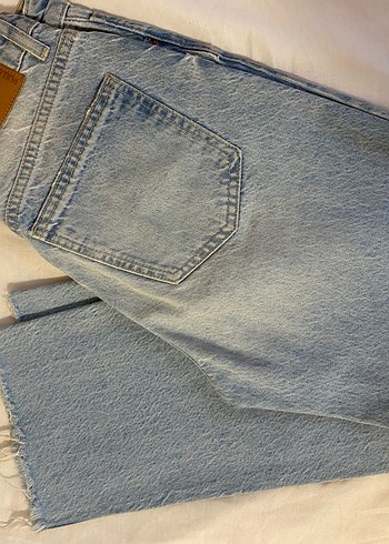 Düğmeli Mavi Kadın Denim Pantolon - Görsel 6