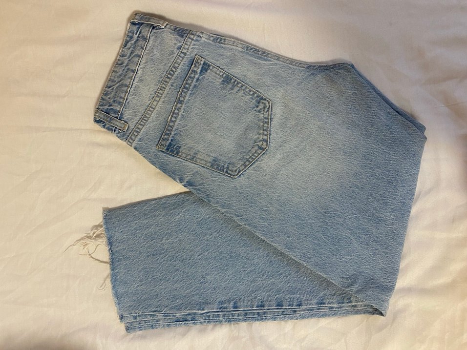 Düğmeli Mavi Kadın Denim Pantolon - Görsel 4