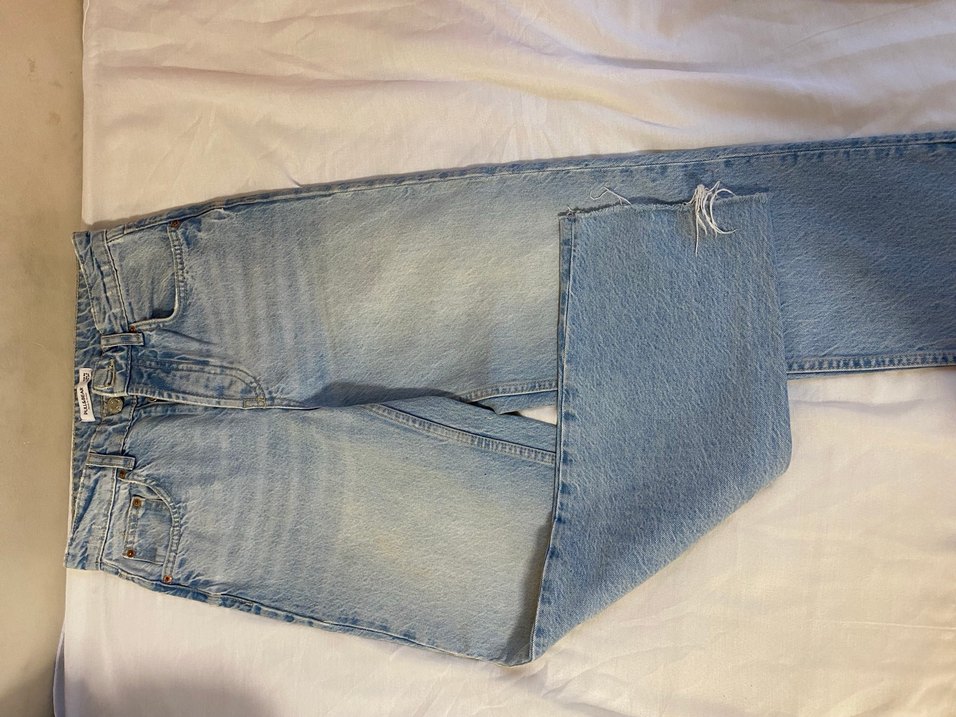 Düğmeli Mavi Kadın Denim Pantolon - Görsel 3