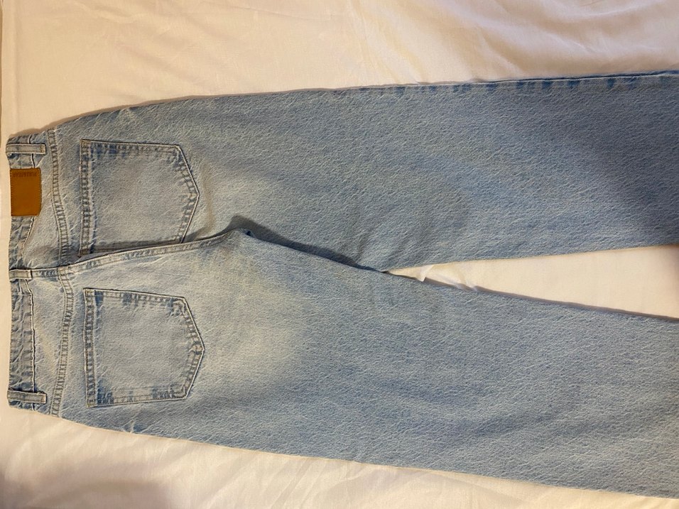 Düğmeli Mavi Kadın Denim Pantolon - Görsel 5