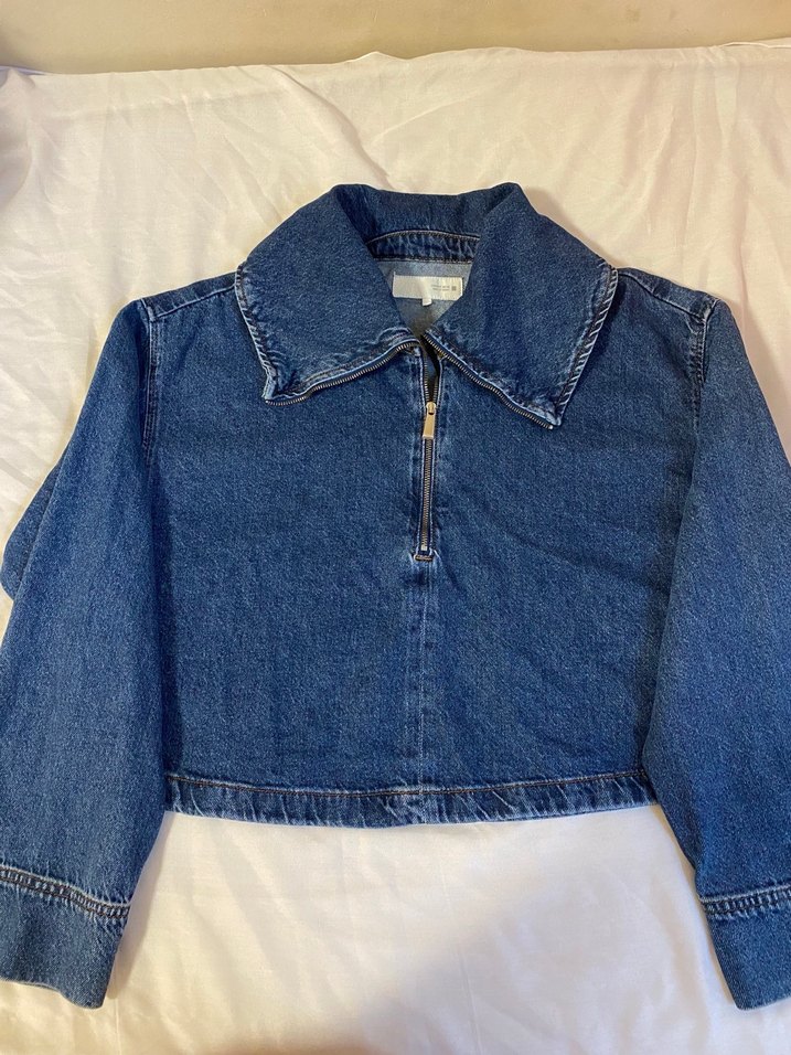 Kadın Mavi Denim Ceket Uzun Kollu Zara - Görsel 4