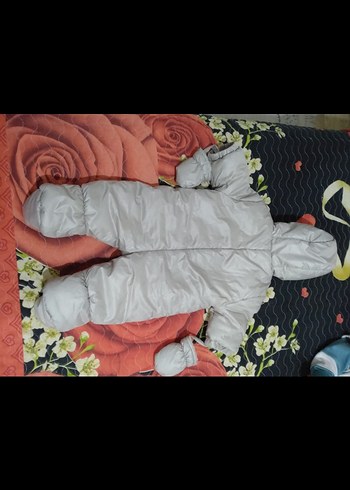 Kapüşonlu Gri  Bebek Tulum - Görsel 2