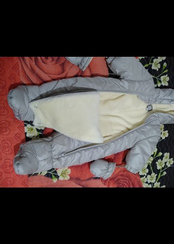 Kapüşonlu Gri  Bebek Tulum - Görsel 5