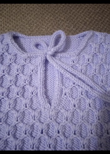 Kız Çocuk Mor V Yaka Örgü Süveter - Görsel 6
