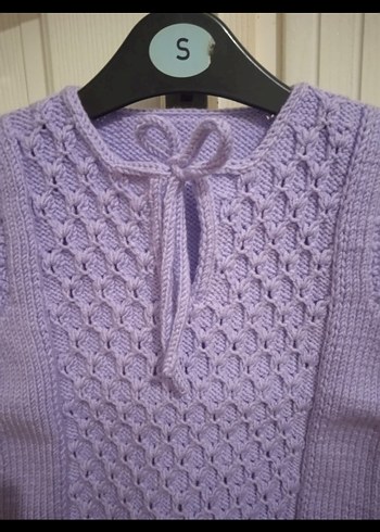Kız Çocuk Mor V Yaka Örgü Süveter - Görsel 2