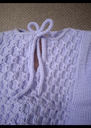 Kız Çocuk Mor V Yaka Örgü Süveter - Görsel 3