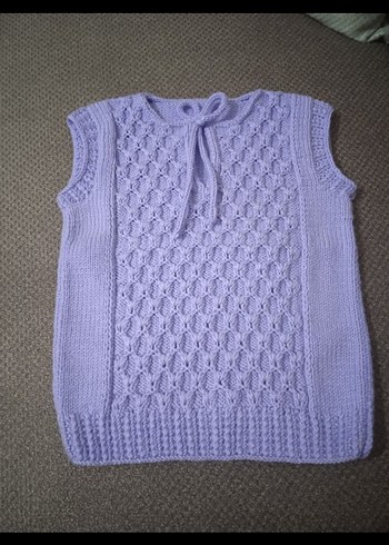 Kız Çocuk Mor V Yaka Örgü Süveter - Görsel 7