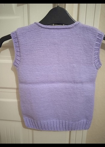 Kız Çocuk Mor V Yaka Örgü Süveter - Görsel 8