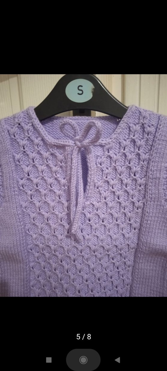Kız Çocuk Mor V Yaka Örgü Süveter - Görsel 2
