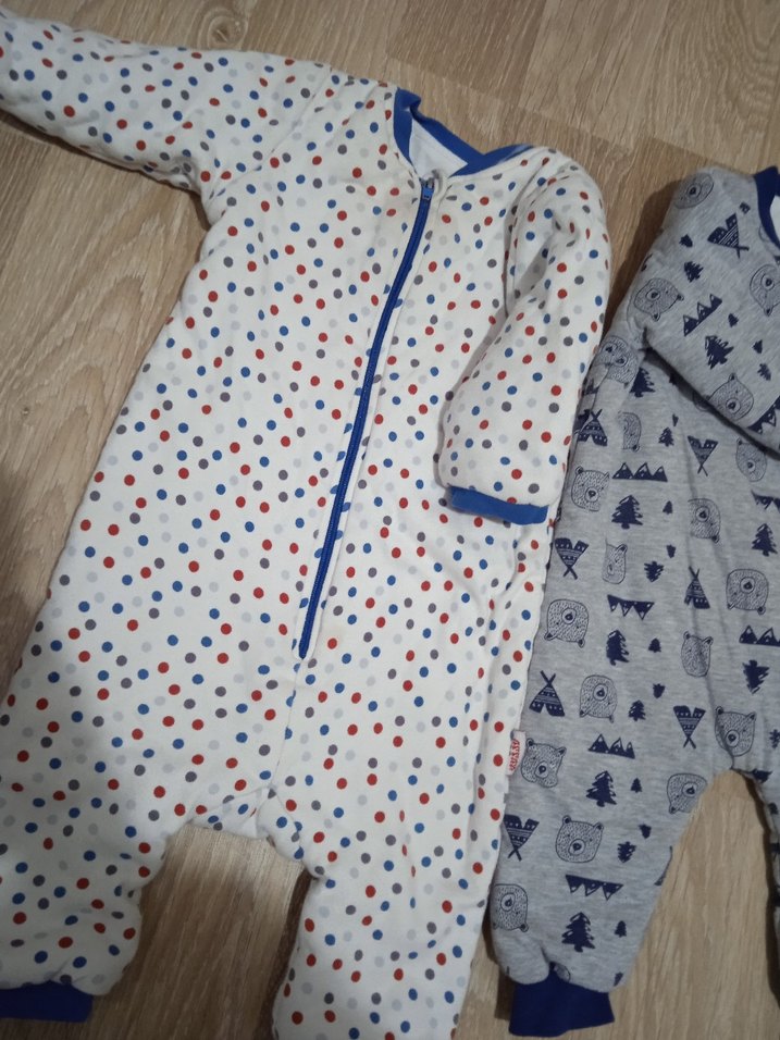 Gri ve Beyaz Bebek Tulumları, Sıcak Kumaş - Görsel 2