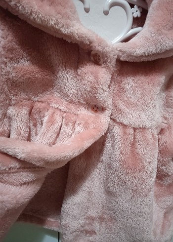 Kız Çocuk Pembe Peluş Kürklü Ceket - Görsel 3